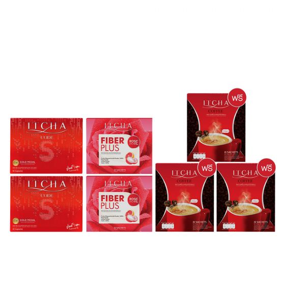 ITCHA CODE S อิชช่า โค้ด เอส (10 แคปซูล) 2 กล่อง + ITCHA Fiber Plus Rose Lychee อิชช่า ไฟเบอร์ (10 ซอง) 2 กล่อง + ฟรี ITCHA Coffee - อิชช่า คอฟฟี่ (10ซอง) 3 กล่อง