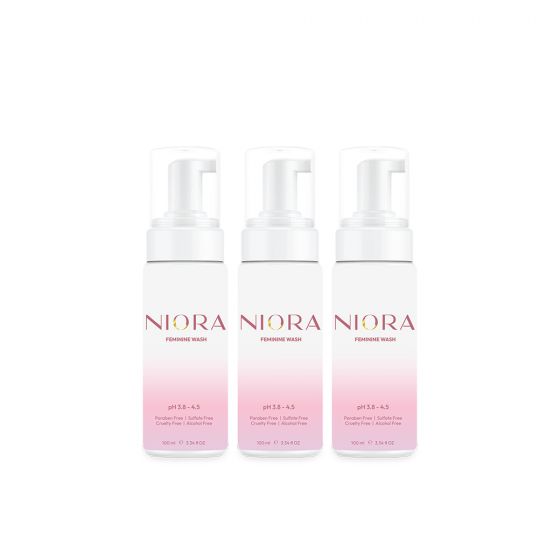 Niora Feminine Wash มูสทําความสะอาดจุดซ่อนเร้น สําหรับผู้หญิง กลิ่น Rose Velvet ( 100ml.) 3 ขวด