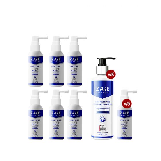 Zane Hair Tonic Plus 2 (35ml.) 6 กล่อง + แถมฟรี Zane Micellar Shampoo (200ml.) 1 กล่อง + Zane Hair Tonic (35ml.) 1 กล่อง 