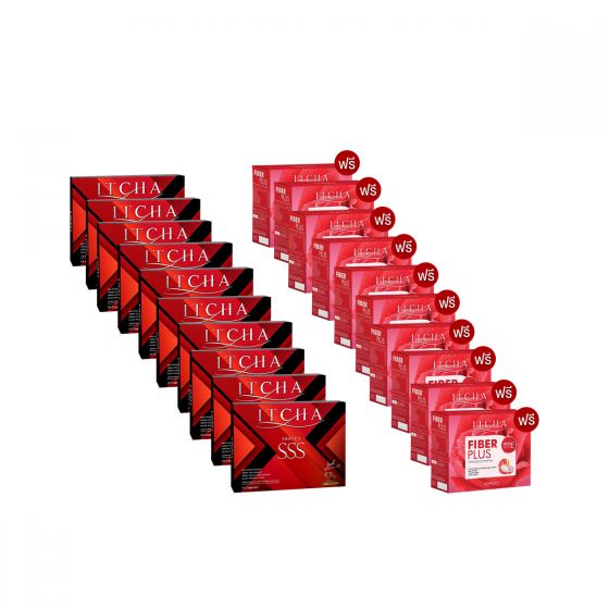 ITCHA SSS - อิชช่า ทริปเปิ้ลเอส (10 แคปซูล) 10 กล่อง + แถมฟรี ITCHA Fiber Plus Rose Lychee อิชช่า ไฟเบอร์ (10 ซอง) 10 กล่อง