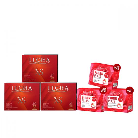ITCHA SSS - อิชช่า ทริปเปิ้ลเอส (10 แคปซูล) 3 กล่อง + แถมฟรี ITCHA Fiber Plus Rose Lychee อิชช่า ไฟเบอร์ (10 ซอง) 3 กล่อง