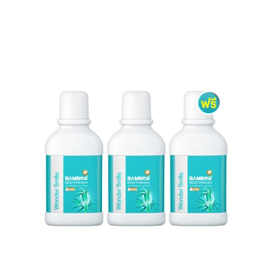 Wonder Smile Bamboo Mouthwash น้ำยาบ้วนปาก วันเดอร์สไมล์ (300ml) 2 ขวด + แถมฟรี Wonder Smile Bamboo Mouthwash น้ำยาบ้วนปาก วันเดอร์สไมล์ (300ml) 1 ขวด