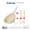 Korea King Colormic (Wok) กระทะ โคเรียคิง คัลเลอมิค ก้นลึก (26cm) 1 ใบ + แถมฟรี ตะหลิว (สีขาว) 1 อัน + กระบวยสีขาว) 1 อัน + ฝาแก้ว (สีขาว รุ่น Colormic ) 1 อัน