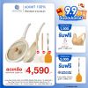 Korea King Colormic (Wok) กระทะ โคเรียคิง คัลเลอมิค ก้นลึก (26cm) 1 ใบ พร้อมฝาแก้ว + Korea King Colormic (Fry Pan) กระทะ โคเรียคิง คัลเลอมิค ก้นแบน (24cm) 1 ใบ + แถมฟรี ตะหลิว Colormic 1 อัน + กระบวย Colormic 1 อัน + ตะหลิว ซิลิโคน (สีส้ม) 1 อัน