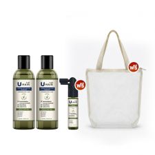 U hair premium anti hair loss shampoo ยู แฮร์ พรีเมียม แอนตี้ แฮร์ ลอส แชมพู (35ml.) 2 ขวด + แถมฟรี U hair serum (200ml.) 1 ขวด + ถุงผ้าพรีเมี่ยม 1 ใบ