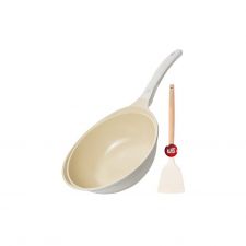 Korea King Colormic (Wok) กระทะ โคเรียคิง คัลเลอมิค ก้นลึก (26cm) 1 ใบ + แถมฟรี ตะหลิว (สีขาว) 1 อัน 