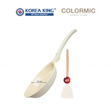 Korea King Colormic กระทะ โคเรียคิง คัลเลอมิค ก้นแบน (24cm) 1 ใบ + ฟรี ตะหลิวสีขาว 1 อัน