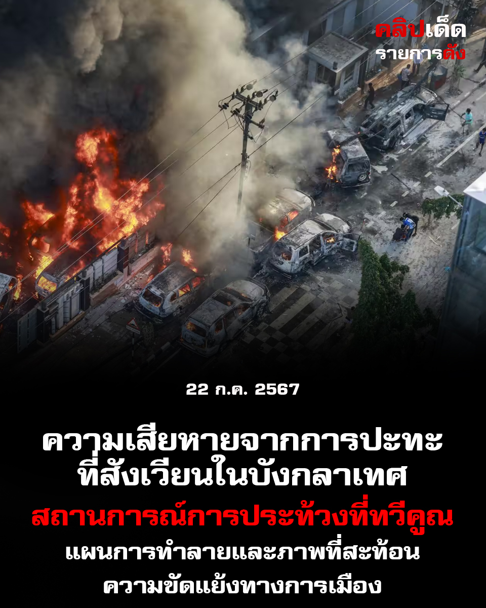 ความเสียหายจากการปะทะที่สังเวียนในบังกลาเทศ: สถานการณ์การประท้วงที่ทวีคูณ"แผนการทำลายและภาพที่สะท้อนความขัดแย้งทางการเมือง