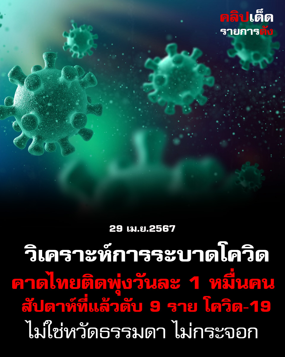 หมอธีระ วิเคราะห์การระบาดโควิด คาดไทยติดพุ่งวันละ 1 หมื่น สัปดาห์ที่แล้วดับ 9 ราย